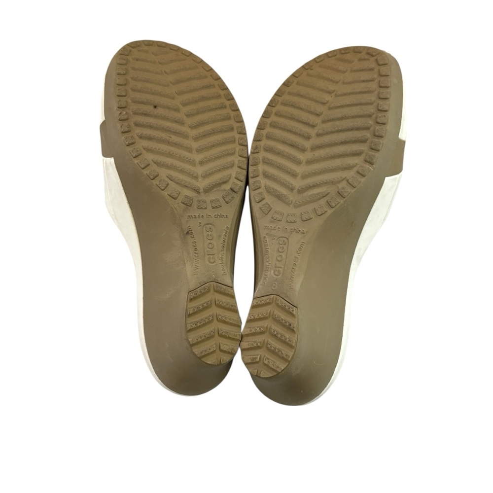 CROCS  Sassari Slide Wedge White and Brown Sandals Womens Size 8 - Picture 10 of 11